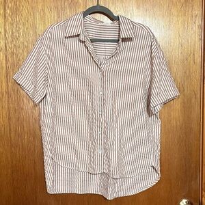Striped Brown and White Women's Shirt